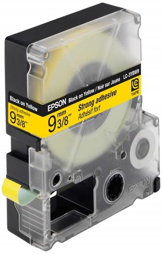 Картридж с лентой Epson LK3YBW принтеров LW-300/400/400VP/700 Strng adh Blk/Yell 9mm/9m