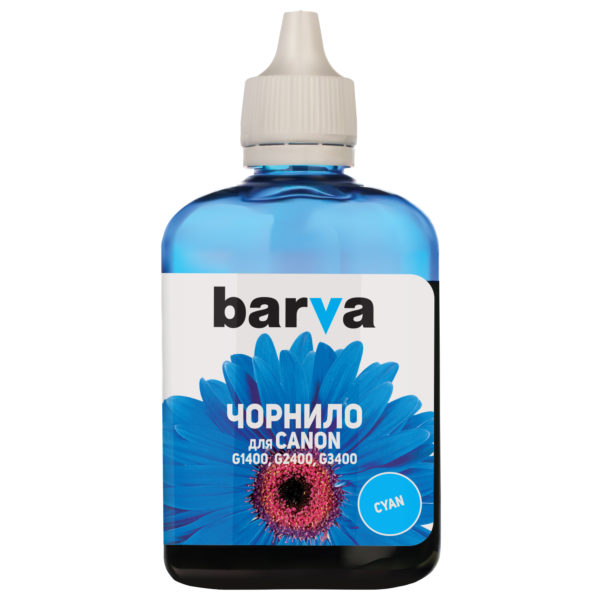 ЧЕРНИЛА BARVA ДЛЯ серии G CANON PIXMA G1400/G2400/G3400 (GI-490 C) CYAN 90 г (G490-508)