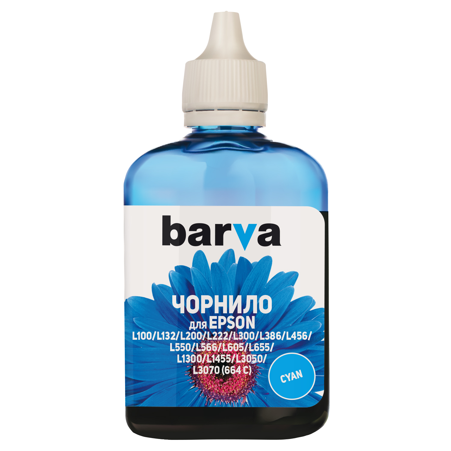 ЧЕРНИЛА BARVA ДЛЯ ФАБРИК ПЕЧАТИ EPSON L100/L210/L300/L350/L355 (664 C) CYAN 90 г (L100-400)